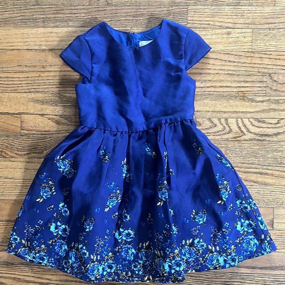 Elegant Blue Floral Kids Dress